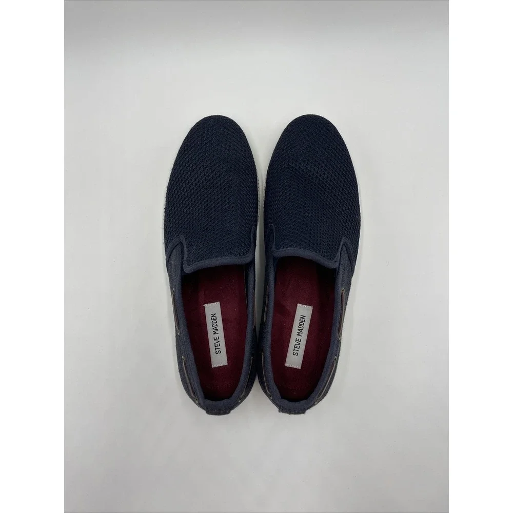 Steve Madden Men's P-Baller Woven Slip On Sneakers Size 12 Color Navy #022‎